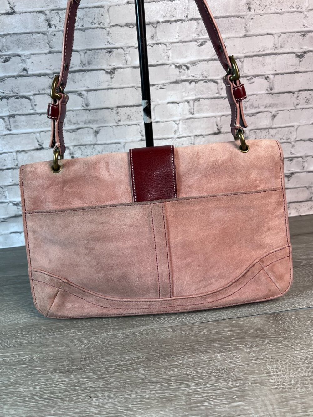 rare Coach 9664 Soho Shoulder Flap Pink Suede Leather Bag Vintage Y2K - Picture 4 of 9